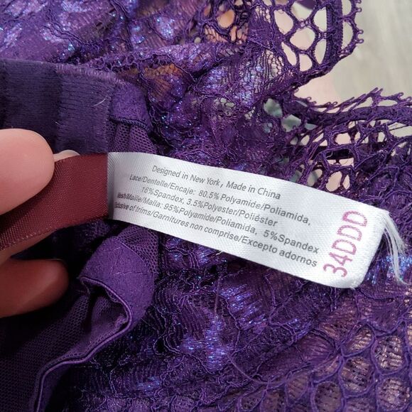 ADORE ME 34DDD Purple Iridescent Lace Fishnet Bra - Picture 4 of 4